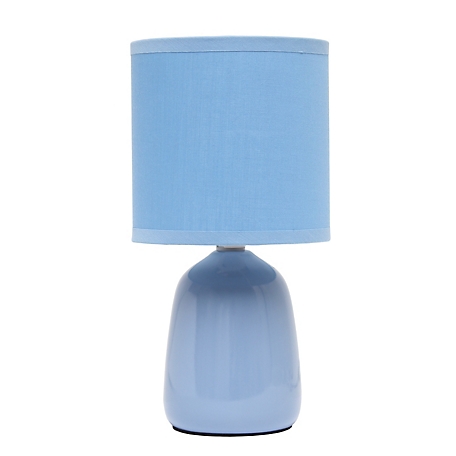 Simple Designs Traditional Ceramic Thimble Base Bedside Table Desk Lamp with Matching Fabric Shade
