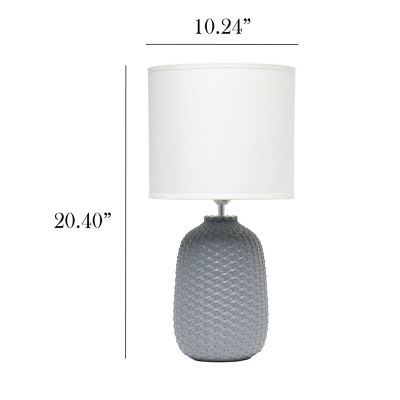 Image showing  Traditional Ceramic Purled Texture Bedside Table Desk Lamp with Fabric Drum Shade