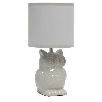 Image showing  Contemporary Ceramic Owl Bedside Table Desk Lamp with Matching Fabric Shade
