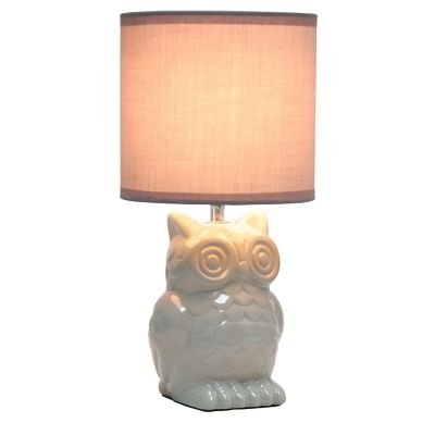 Image showing  Contemporary Ceramic Owl Bedside Table Desk Lamp with Matching Fabric Shade
