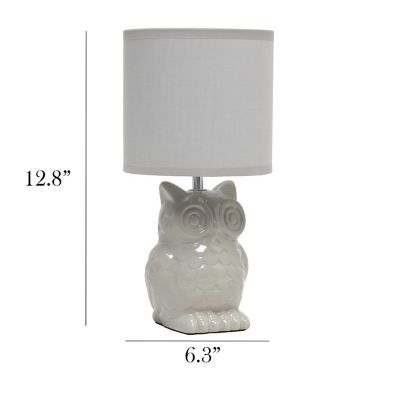 Image showing  Contemporary Ceramic Owl Bedside Table Desk Lamp with Matching Fabric Shade