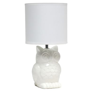 Image showing  Contemporary Ceramic Owl Bedside Table Desk Lamp with Matching Fabric Shade