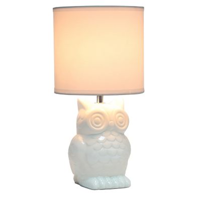 Image showing  Contemporary Ceramic Owl Bedside Table Desk Lamp with Matching Fabric Shade
