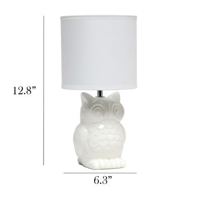 Image showing  Contemporary Ceramic Owl Bedside Table Desk Lamp with Matching Fabric Shade