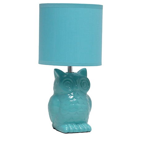 Simple Designs Contemporary Ceramic Owl Bedside Table Desk Lamp with Matching Fabric Shade
