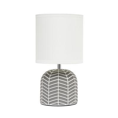 Simple Designs Contemporary Webbed Waves Base Bedside Table Desk Lamp With Fabric Drum Shade