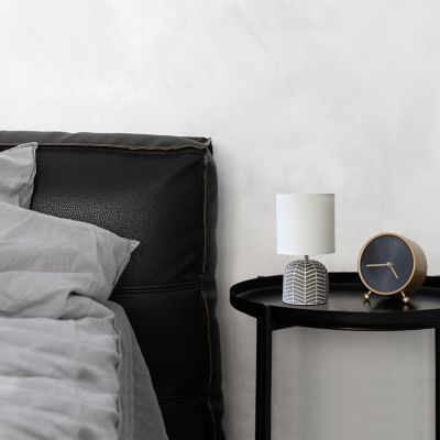 Simple Designs Contemporary Webbed Waves Base Bedside Table Desk Lamp with Fabric Drum Shade