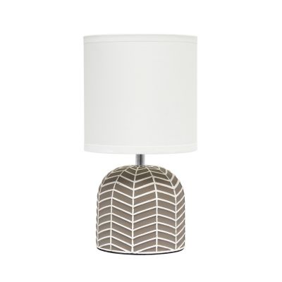 Simple Designs Contemporary Webbed Waves Base Bedside Table Desk Lamp with Fabric Drum Shade, 10.43 in.