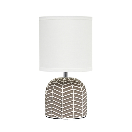 Simple Designs Contemporary Webbed Waves Base Bedside Table Desk Lamp with Fabric Drum Shade