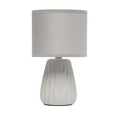 Image showing  Traditional Modern Ceramic Texture Accent Bedside Table Desk Lamp with Matching Fabric Shade, 11.02 in.