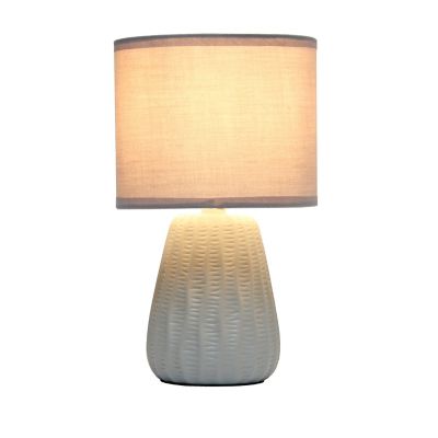 Image showing  Traditional Modern Ceramic Texture Accent Bedside Table Desk Lamp with Matching Fabric Shade, 11.02 in.
