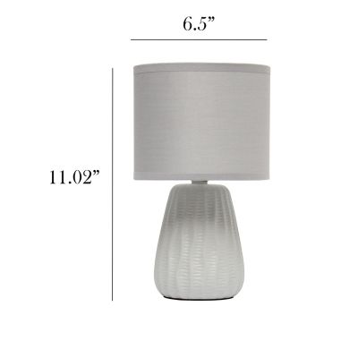 Image showing  Traditional Modern Ceramic Texture Accent Bedside Table Desk Lamp with Matching Fabric Shade, 11.02 in.
