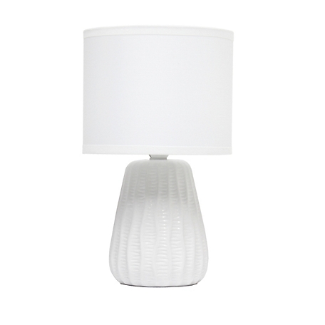 Simple Designs Traditional Modern Ceramic Texture Accent Bedside Table Desk Lamp with Matching Fabric Shade