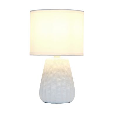 Image showing  Traditional Modern Ceramic Texture Accent Bedside Table Desk Lamp with Matching Fabric Shade, 11.02 in.