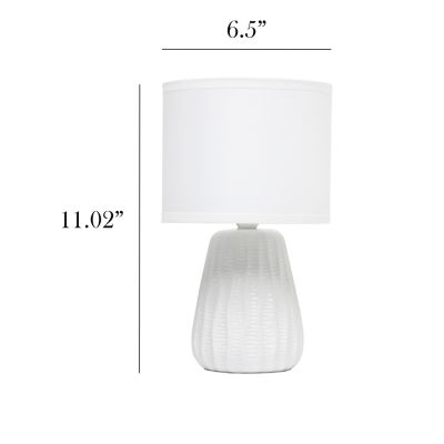 Image showing  Traditional Modern Ceramic Texture Accent Bedside Table Desk Lamp with Matching Fabric Shade, 11.02 in.