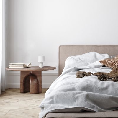 Image showing  Traditional Modern Ceramic Texture Accent Bedside Table Desk Lamp with Matching Fabric Shade, 11.02 in.