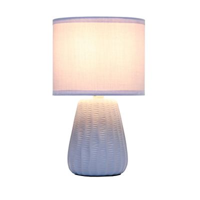 Image showing  Traditional Modern Ceramic Texture Accent Bedside Table Desk Lamp with Matching Fabric Shade