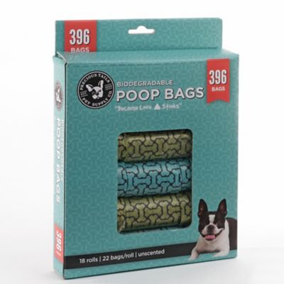 Poop bag on outlet dog's tail