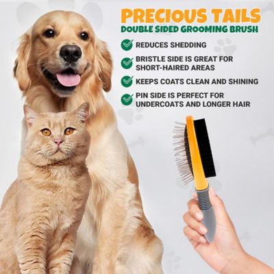 Image showing 6 th Precious Tails Double-Sided Dog Brush, White
