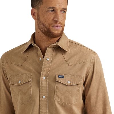 Image showing  Men's Vintage Denim Long-Sleeve Snap-Front Shirt