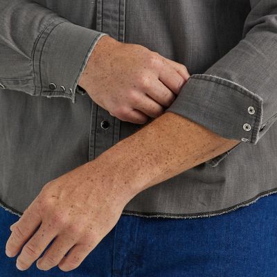 Image showing  Men's Vintage Denim Long-Sleeve Snap-Front Shirt