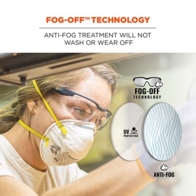 Image showing  Anti-Fog Safety Glasses Adjustable Temples, Matte Black, In/Out Lens, 50065