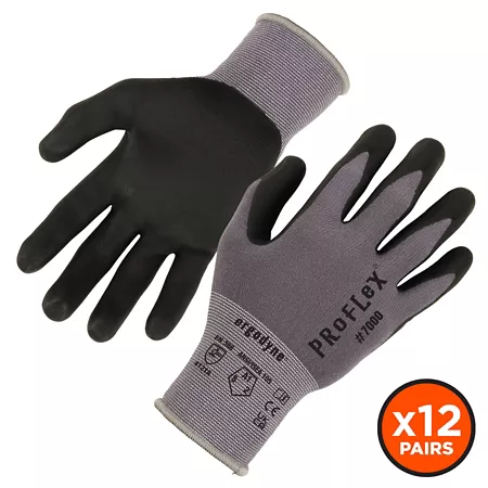 Ergodyne Nitrile Coated Gloves Microfoam Palm 12 Pack Work Gloves