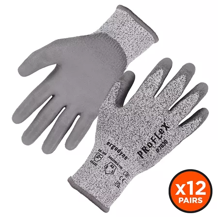 Ergodyne ANSI A3 - Cut Resistant Gloves with PU Coating - Pack of 12 Work Gloves