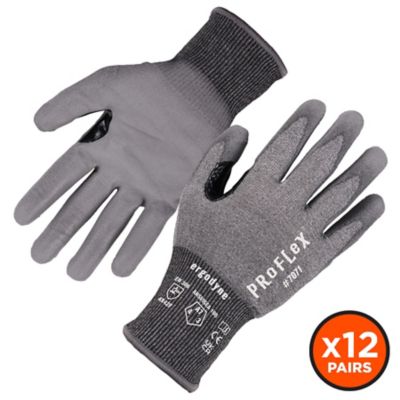 Ergodyne ANSI A7 PU Coated Cut-Resistant Gloves - 12 Pack I can’t say exactly how cut resistant they are, but I haven’t experienced a cut or puncture with them