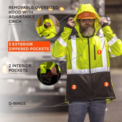 Image showing 4 th Ergodyne Men's Hi-Vis Water-Resistant Softshell Jacket