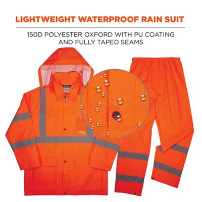 Image showing 1 th Ergodyne Unisex Hi-Vis Lightweight Rain Suit
