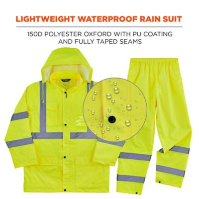 Image showing 1 th Ergodyne Unisex Hi-Vis Lightweight Rain Suit