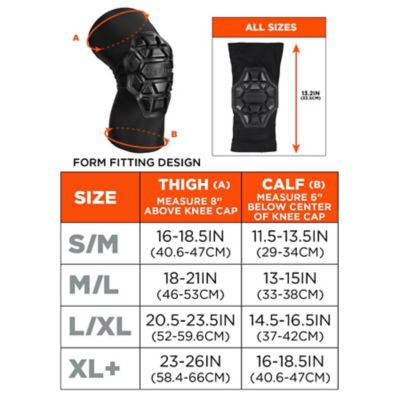 Image showing 6 th Ergodyne Padded Knee Sleeves - 3-Layer Foam Cap, 18550
