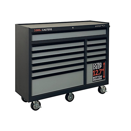 SHOPMAX 52 in. W 12-Drawer Rolling Tool Cabinet, 955212S5