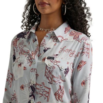 Image showing  Women's Rodeo Print Long-Sleeve Button-Down Shirt