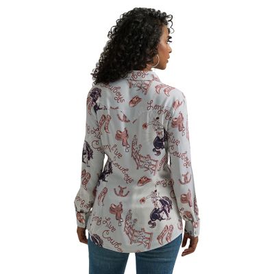 Image showing  Women's Rodeo Print Long-Sleeve Button-Down Shirt