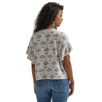 Image showing  Women's Retro Aztec Print Flutter Sleeve Top