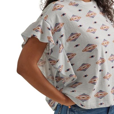 Image showing  Women's Retro Aztec Print Flutter Sleeve Top