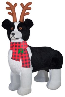 Gemmy 11.81 in. Airblown Mixed Media Border Collie Dog Large Inflatable Christmas Decoration
