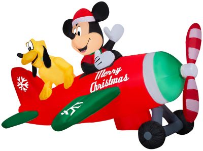 Gemmy Animated Airblown-Mickey and Pluto Clubhouse Airplane Scene with Leds-Large Scene-Disney