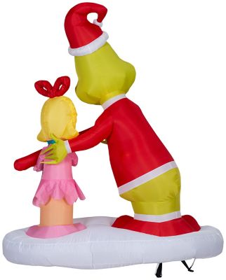 Image showing  Airblown-Grinch Passing Out Candy Canes to Cindy Lou-Large Scene-Dr. Seuss