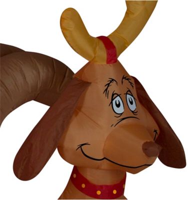 Image showing 2 th Gemmy Airblown-Grinch and Max in Sleigh-Colossal Scene-Dr. Seuss