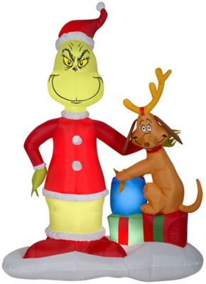 Gemmy Airblown-Grinch and Max with Presents-Large Scene-Dr. Seuss
