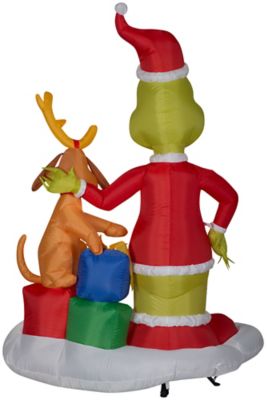 Image showing  Airblown Grinch and Max with Presents, Large Scene, Dr. Seuss