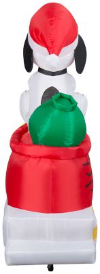 Image showing  Airblown-Snoopy in Dog Bowl Sleigh with Woodstocks-Scene-Peanuts