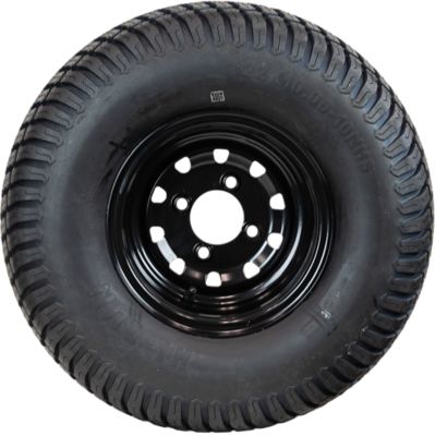 Image showing  22 x 10-10 4PR on 10 x 7 4-Lug Black Rim L&G Tire Assembly
