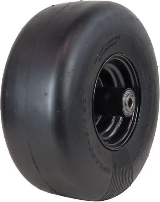 Hi-Run Semi-Pneumatic L&G Tire Assembly, 15 x 6-6 on 6 x 4.5 Solid Black Rim, AWD1010