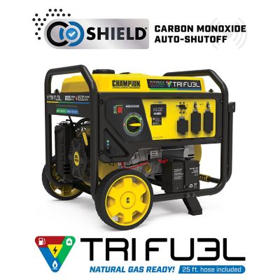 Champion Power Equipment 8,125/6,500-Watt Tri-Fuel Portable Generator, Electric Start, CO Shield