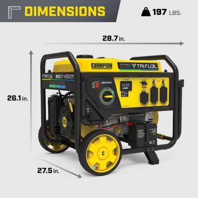 Image showing 6 th Champion Power Equipment 8,125/6,500-Watt Tri-Fuel Portable Generator, Electric Start, CO Shield