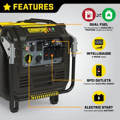 Image showing  8,500/7,000-Watt Dual-Fuel Inverter Generator, Quiet Technology, CO Shield, Electric Start